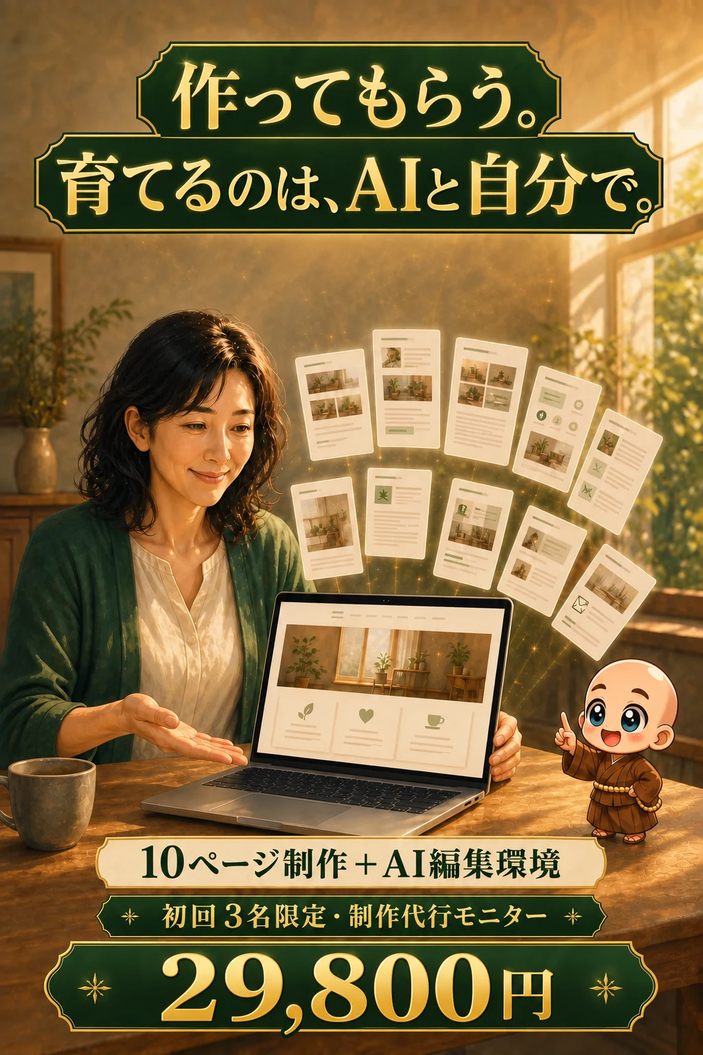 10ページ制作とAI編集環境が付いたホームページ制作代行モニター29800円