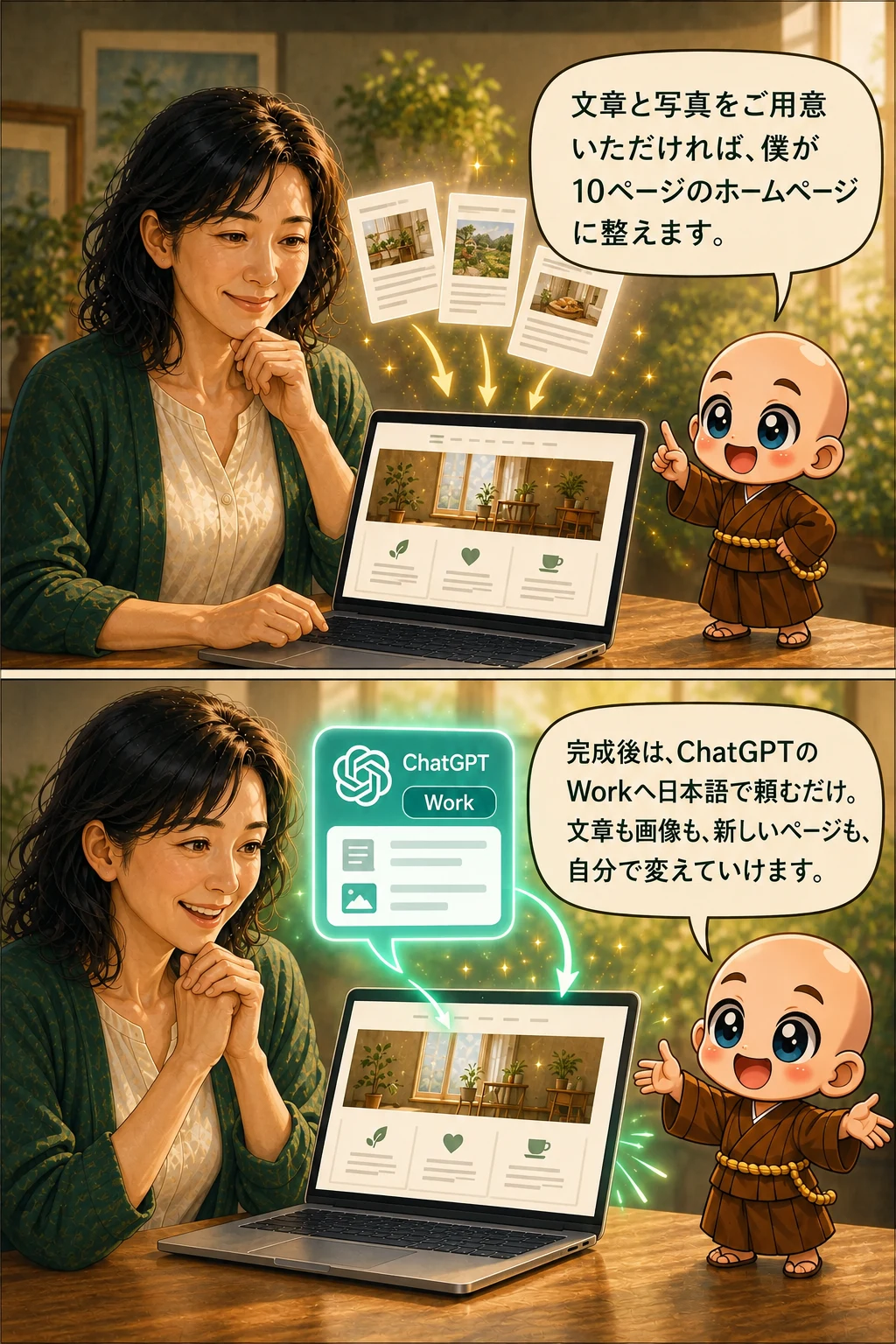 制作後はChatGPTのWorkへ日本語で頼み自分で更新できるサービス