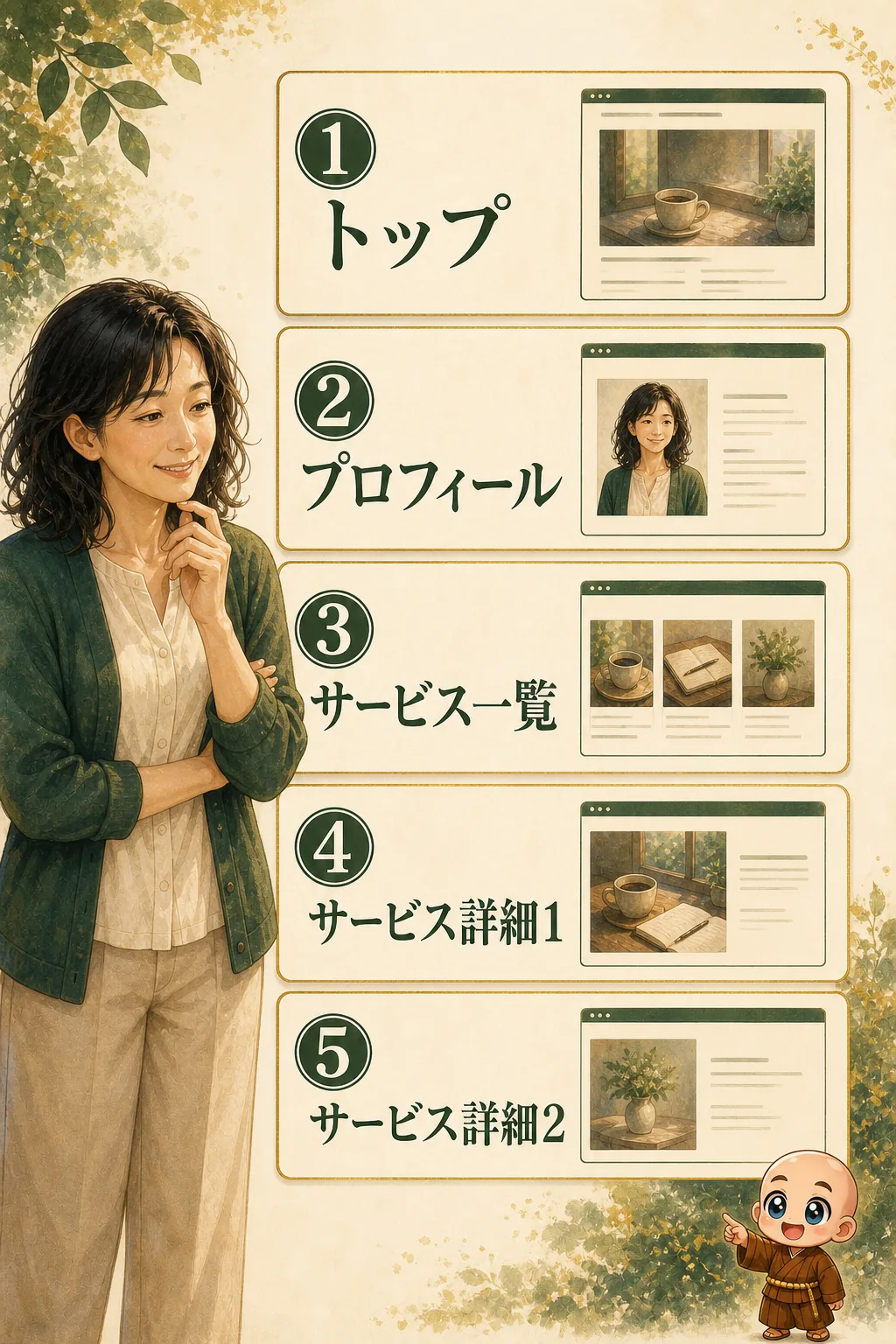 トップからサービス詳細2までの5ページ