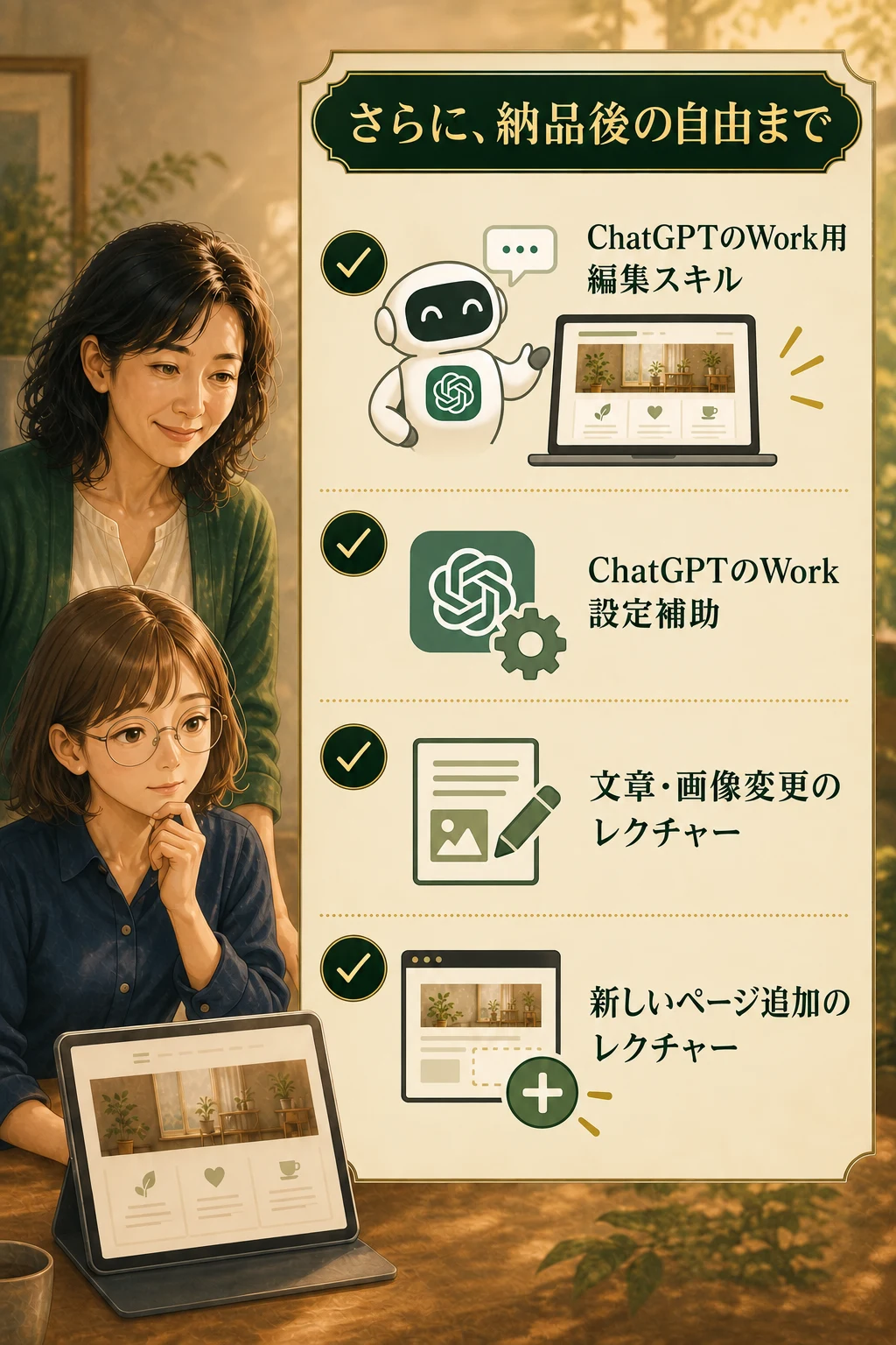 ChatGPT Work用編集スキル、設定補助、文章画像変更とページ追加のレクチャーを含む