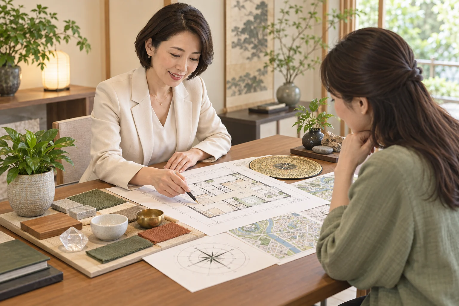 いつもの鑑定に間取りと吉方位の提案を加える相談場面