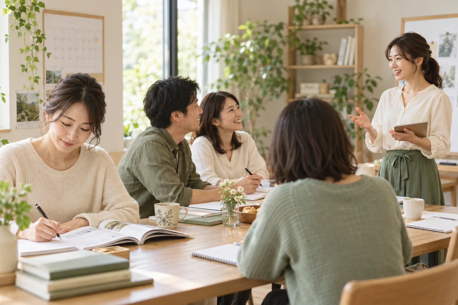 教材を学び、教える練習を経て少人数の講座を開催する流れ