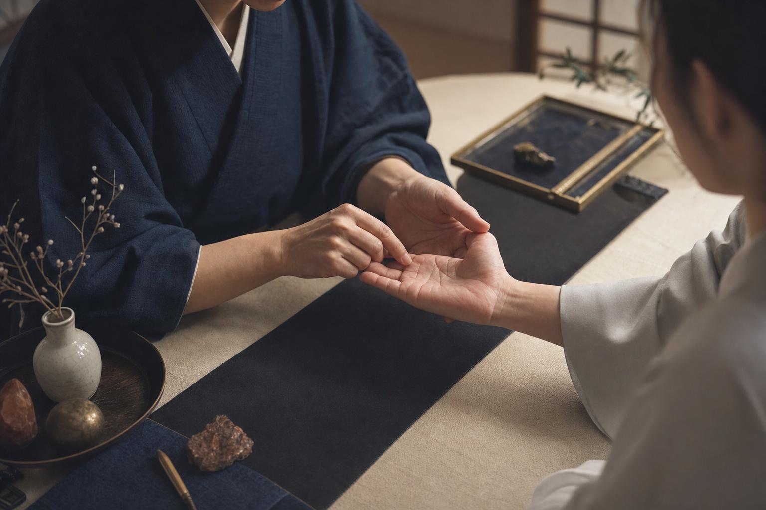 お客様の手を見ながら説明するイメージ