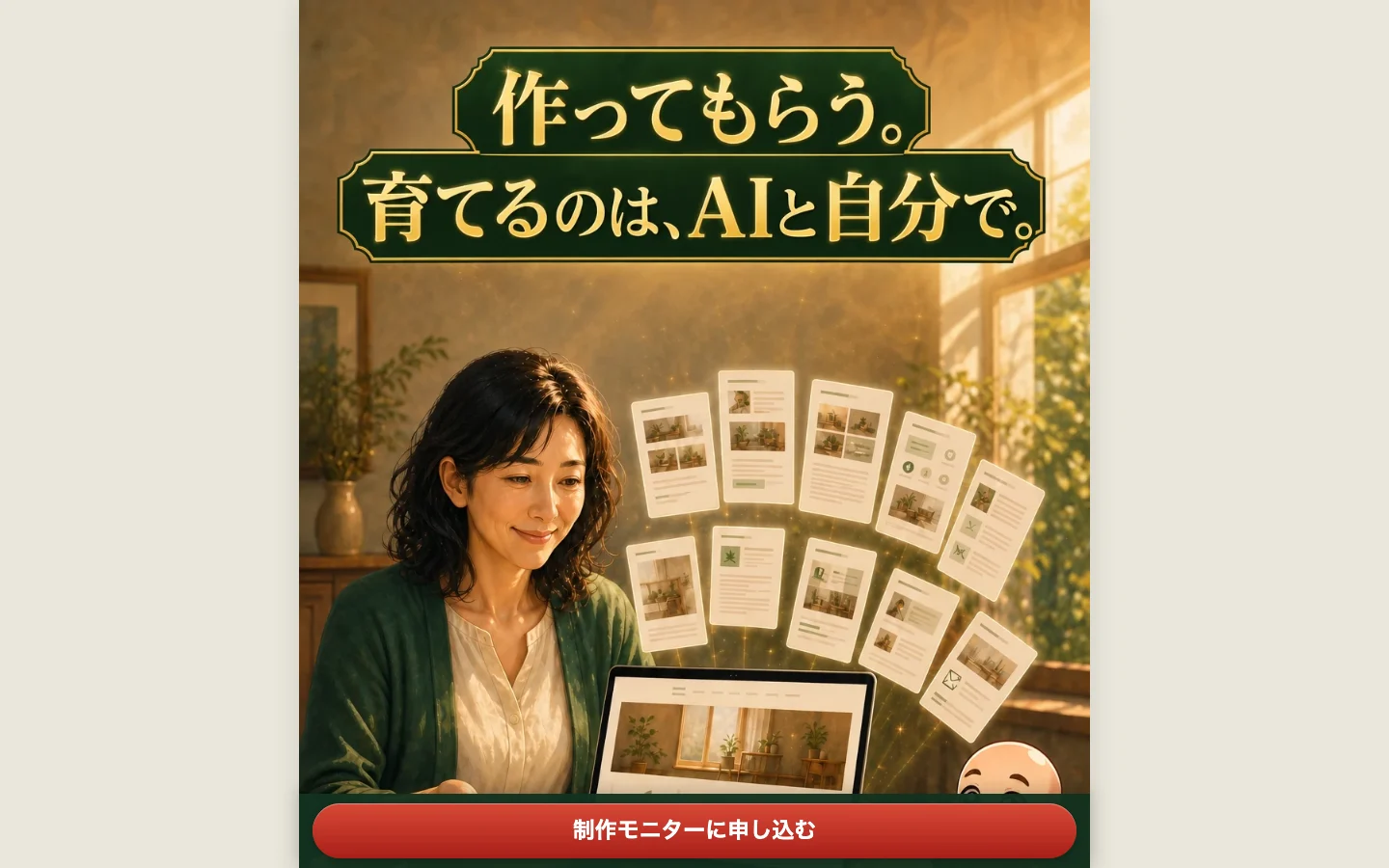 ホームページ制作代行モニター漫画LPのトップ画面