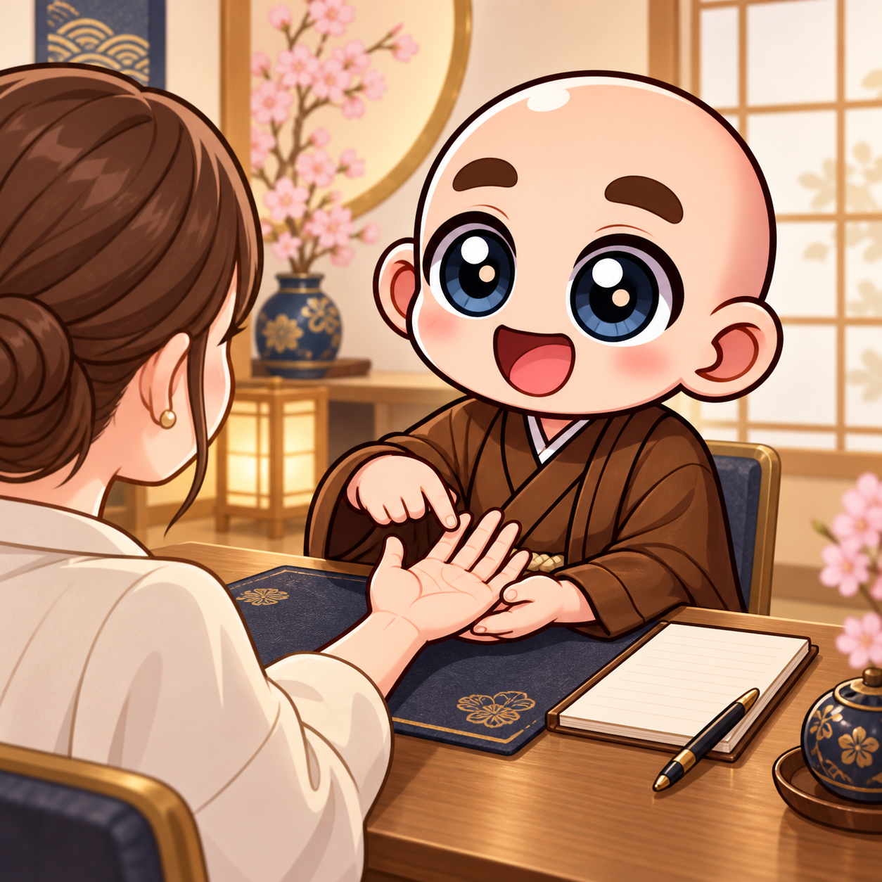 鑑定の黄金フローを表す東志醒のキャラクターイラスト