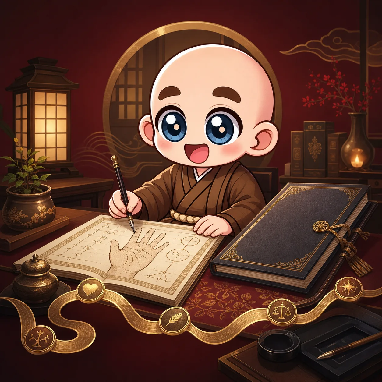 手相の鑑定書を作成する東志醒のキャラクター