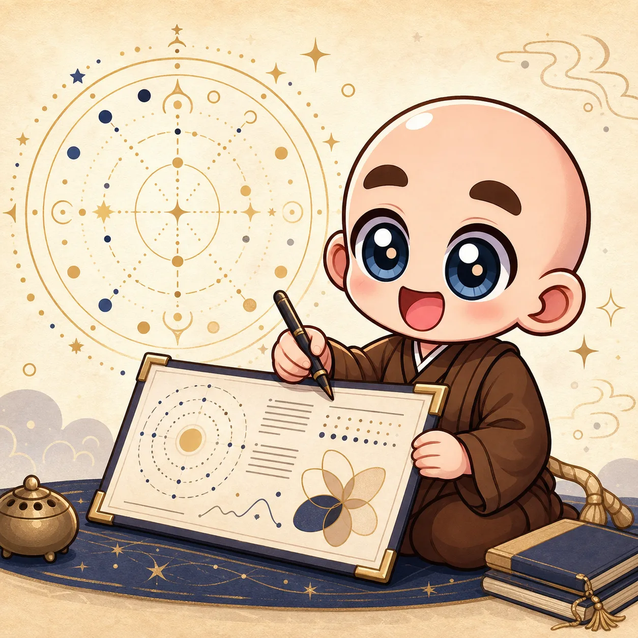 数秘術の鑑定書を示す東志醒のキャラクター