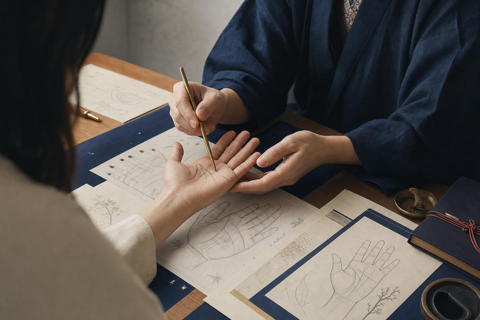 手の線を観察しながら学ぶ講座のイメージ