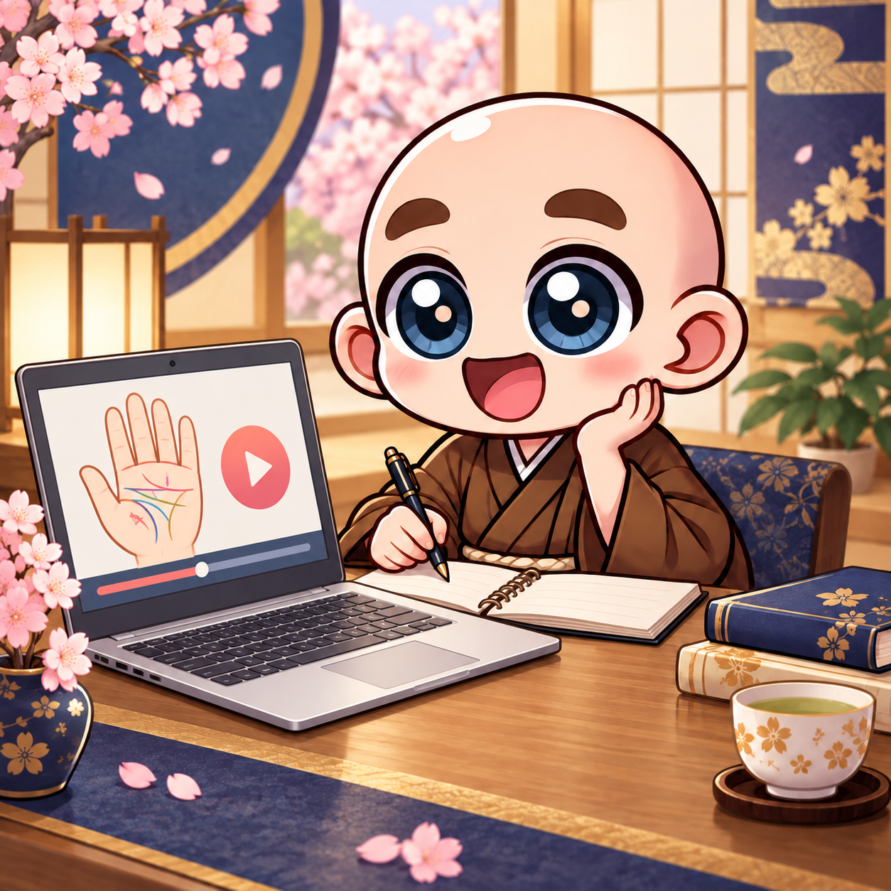 動画で手相を学ぶ東志醒のキャラクター