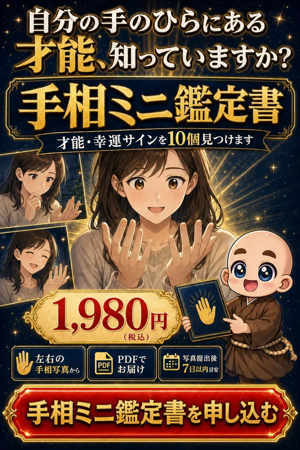 手相ミニ鑑定書の案内