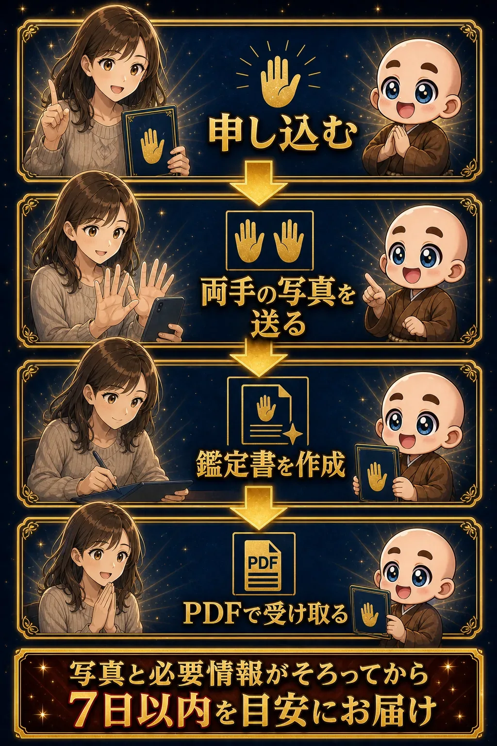 ミニ手相鑑定書の申込みから受取りまで