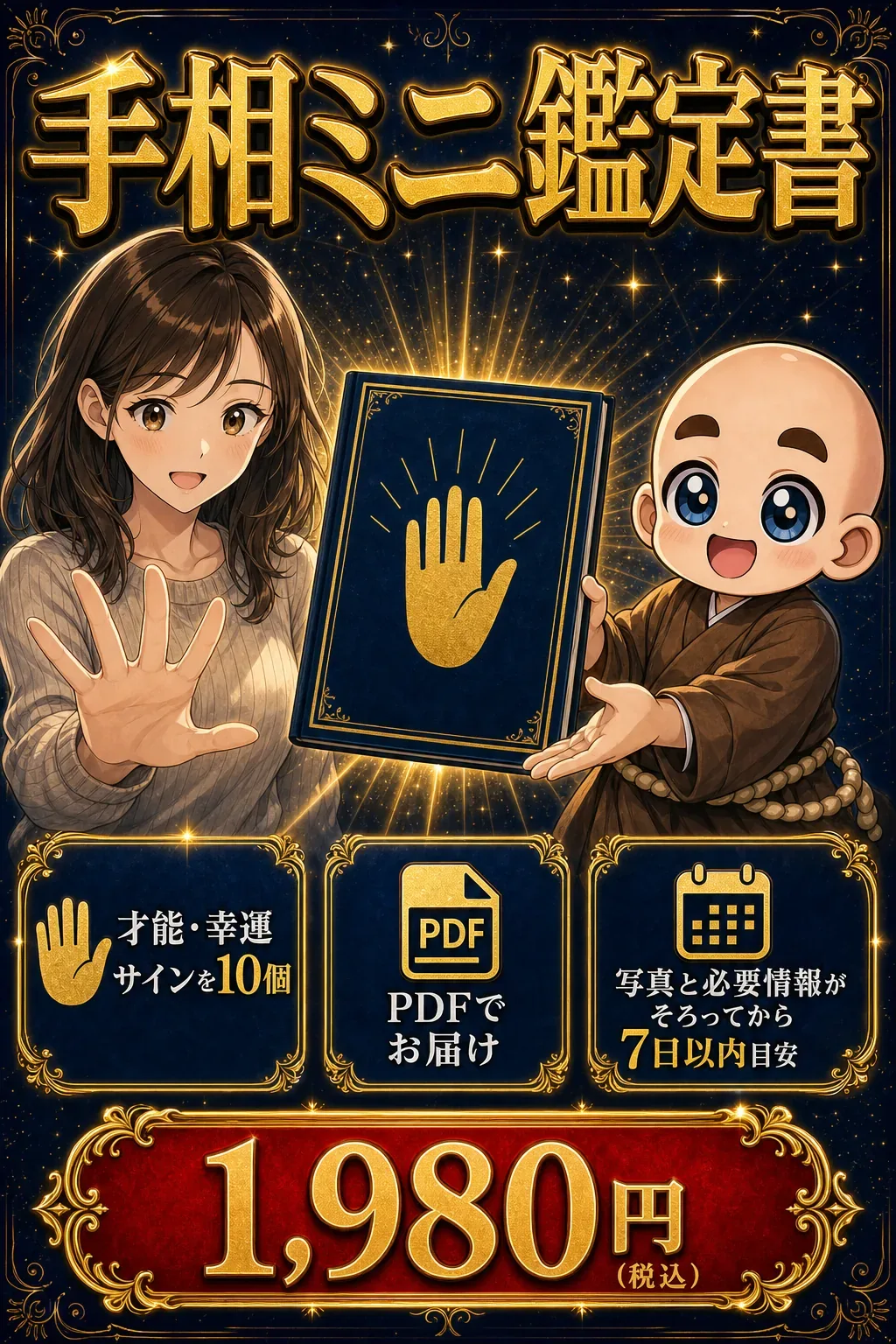 ミニ手相鑑定書の料金案内