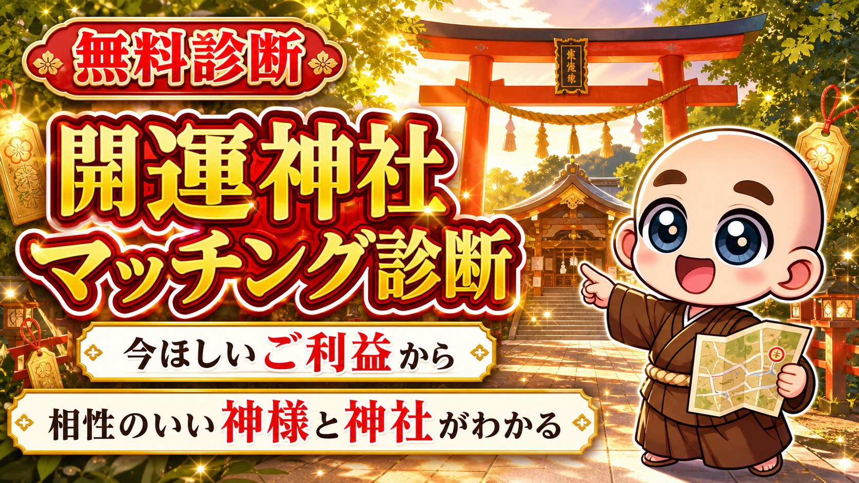 今ほしいご利益から、相性のいい神様と神社がわかる無料診断