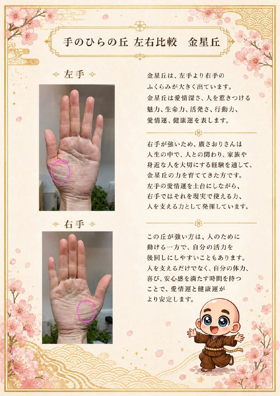 究極の手相鑑定書サンプル 16ページ目|手のひらの丘の解説