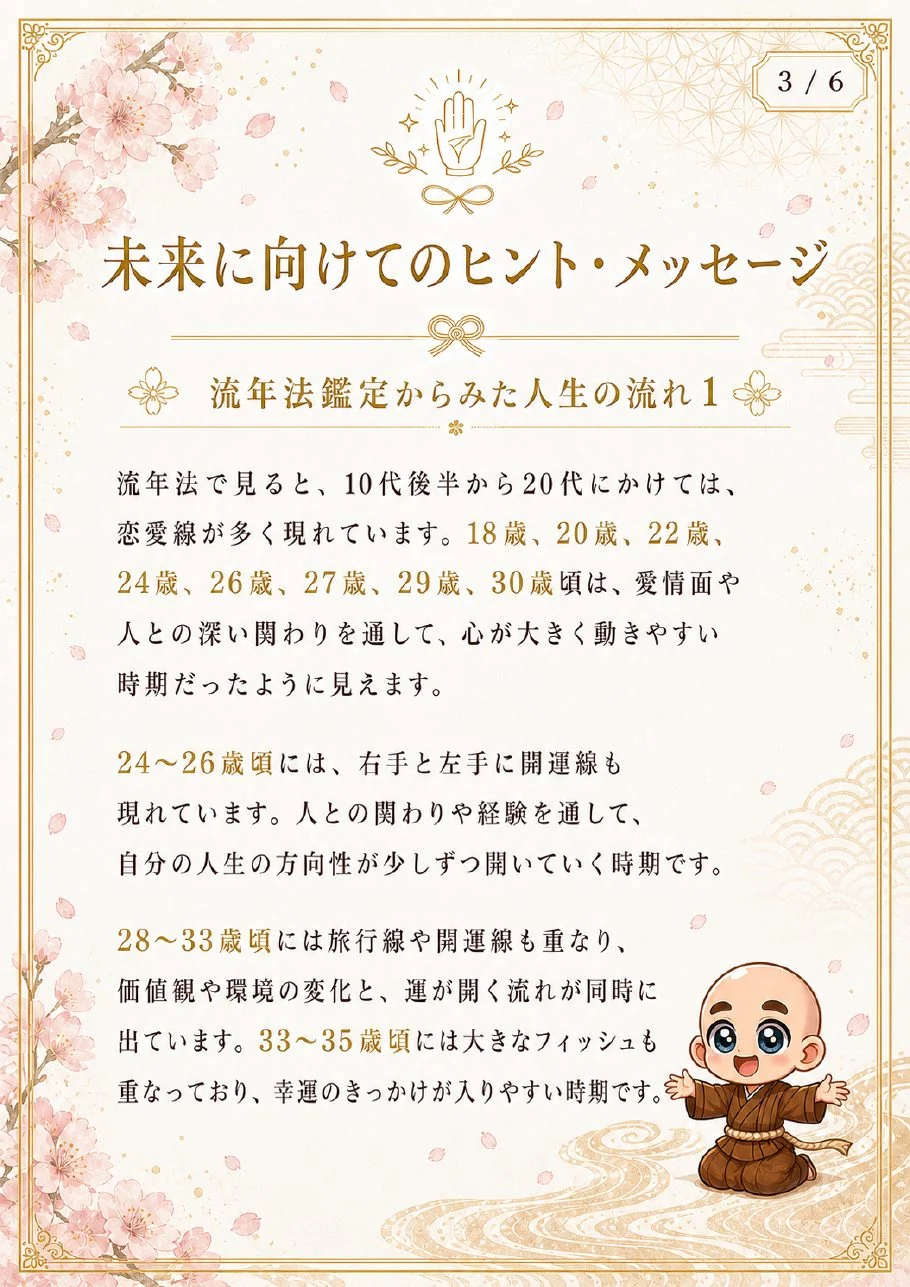 究極の手相鑑定書サンプル 44ページ目|未来に向けたヒント・メッセージ