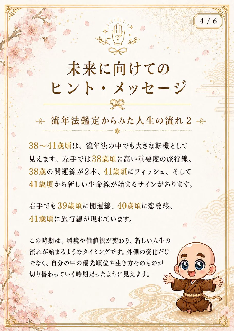 究極の手相鑑定書サンプル 45ページ目|未来に向けたヒント・メッセージ