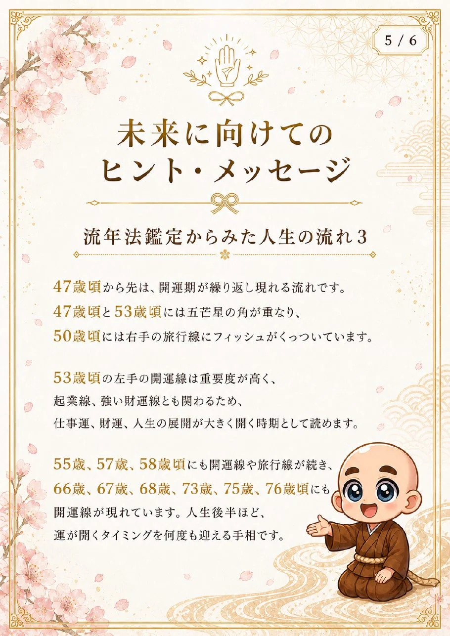 究極の手相鑑定書サンプル 46ページ目|未来に向けたヒント・メッセージ
