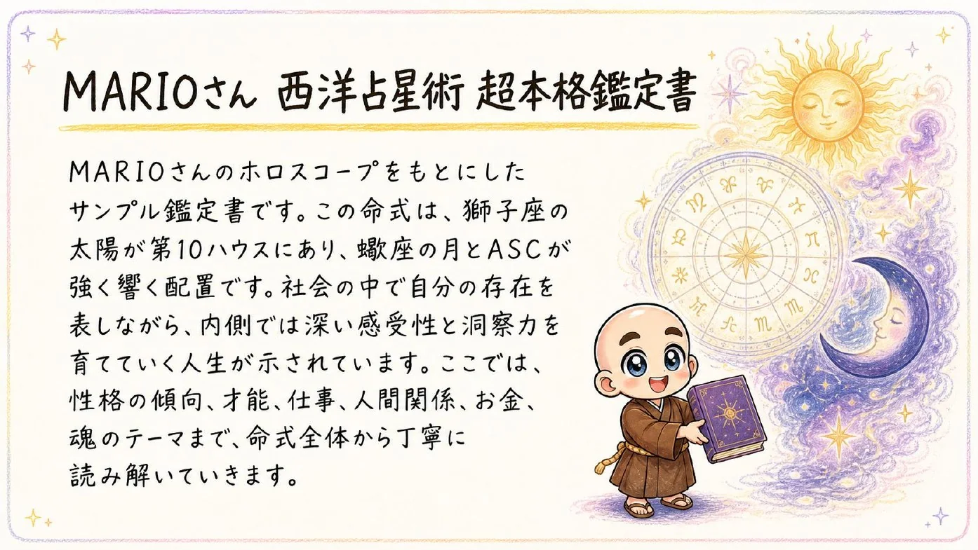 西洋占星術鑑定書 実物サンプル 1ページ目