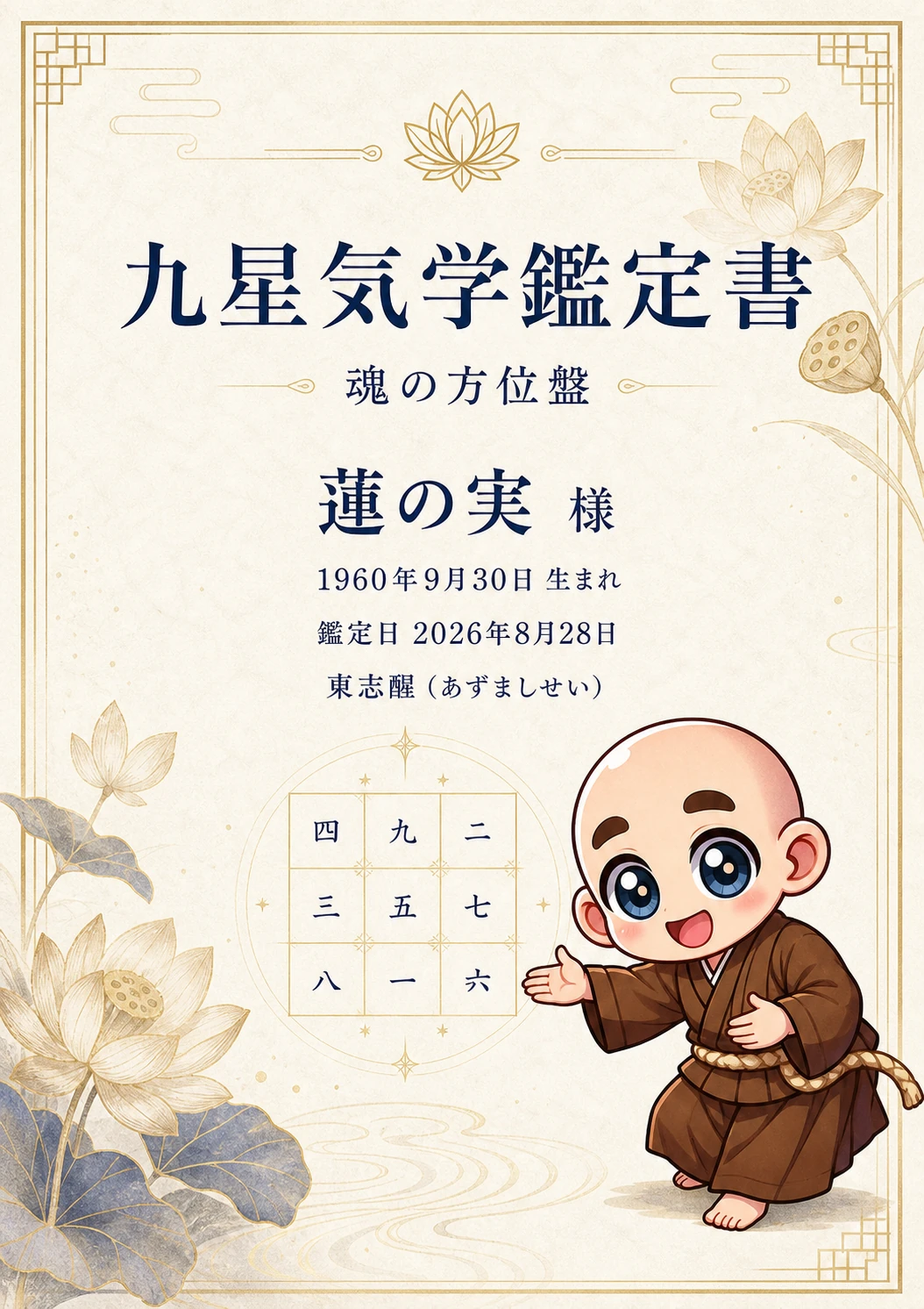 九星気学鑑定書サンプル 1ページ目 表紙