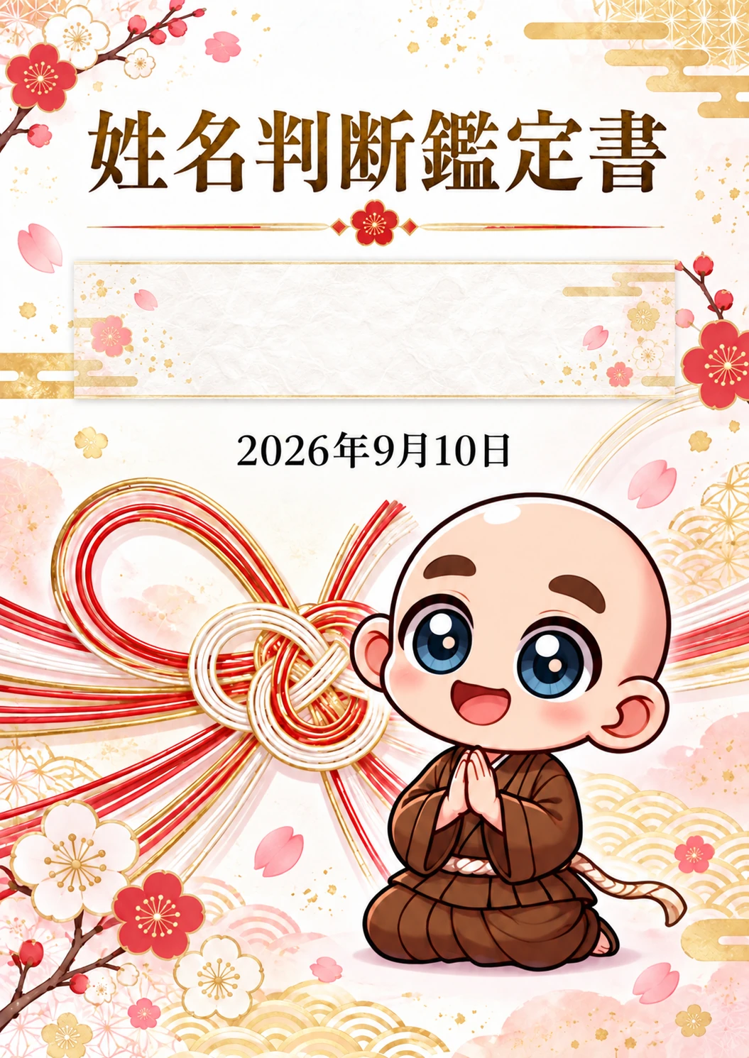 姓名判断鑑定書サンプル 1ページ目 表紙