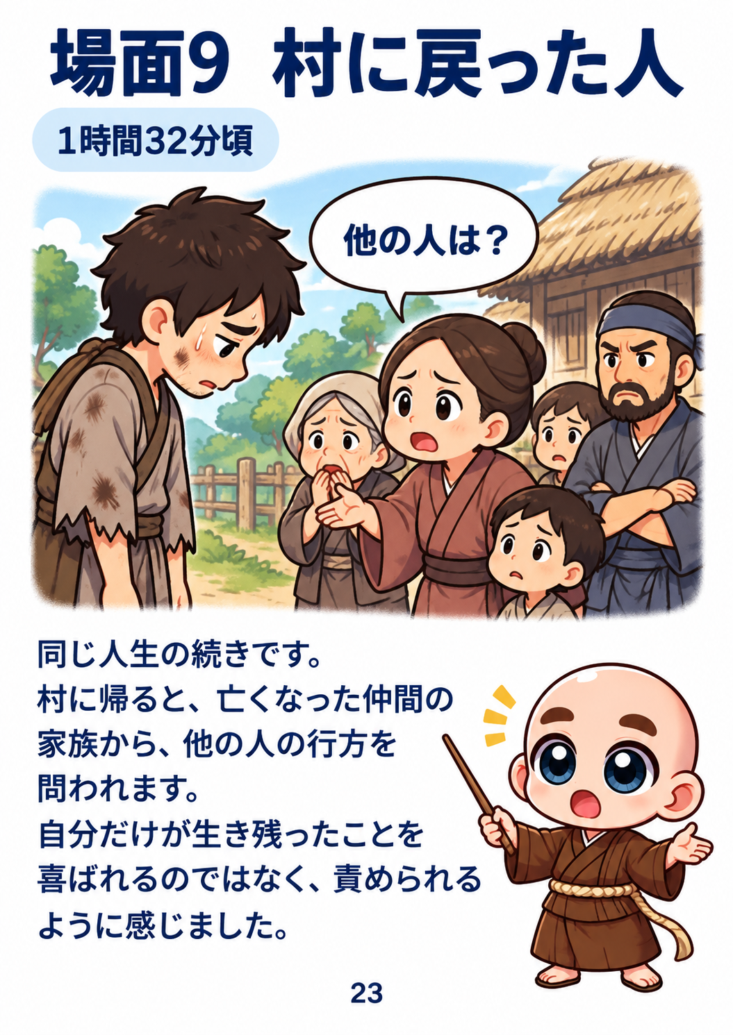 過去生カルマ解放セッション振り返り資料 23ページ目・場面9・村への帰還