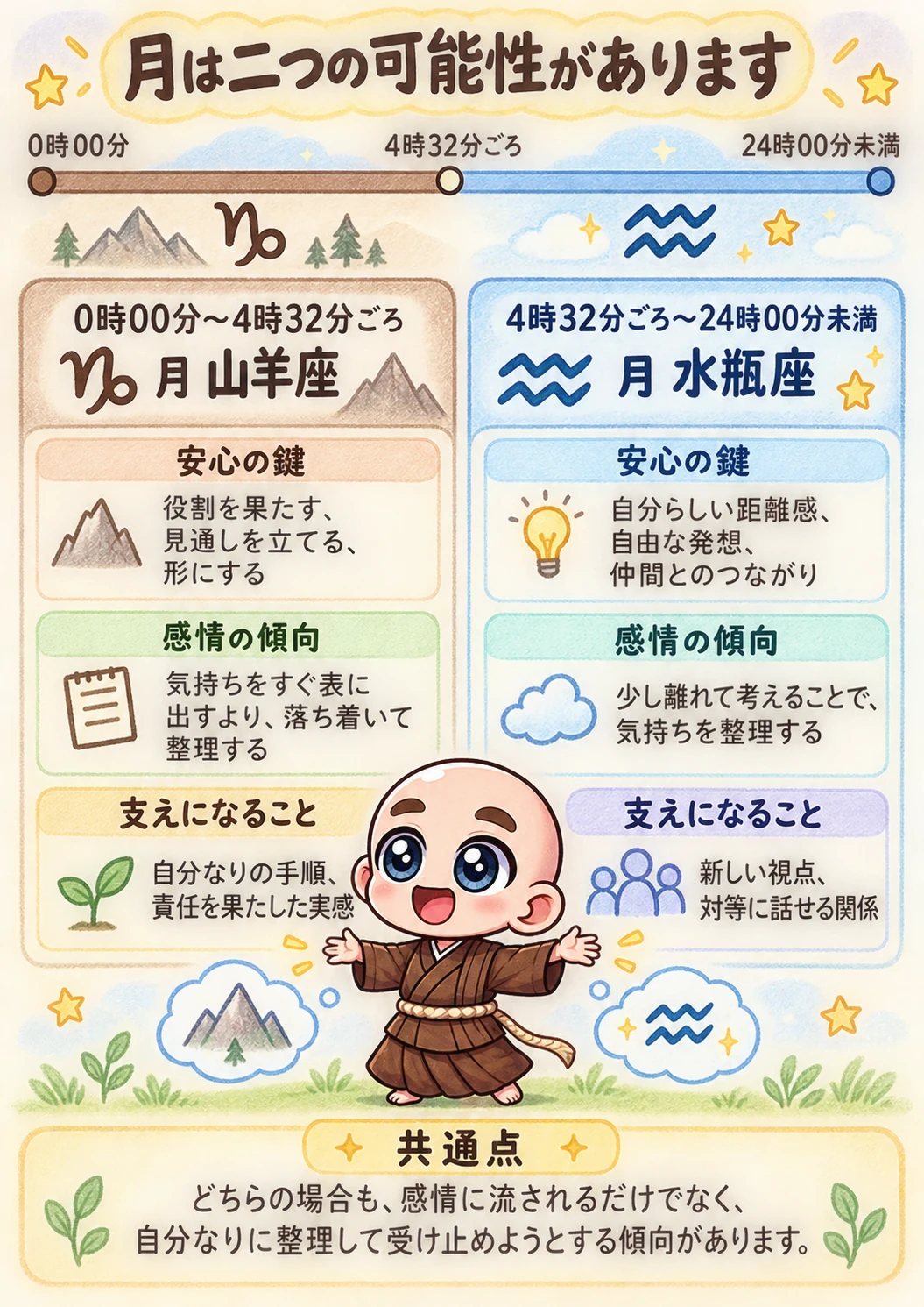 出生時間がわからない方向け西洋占星術鑑定書サンプル 9ページ目 月の二つの可能性
