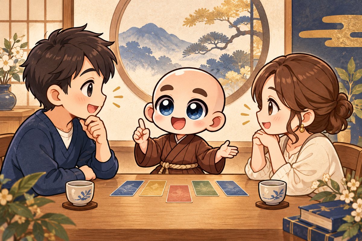 互いの考えを聞く会話を案内する公式キャラクター