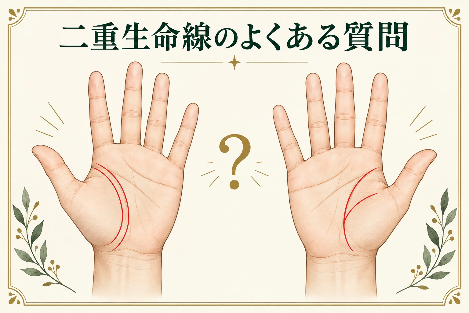 二重生命線と枝分かれの違いを確認する図