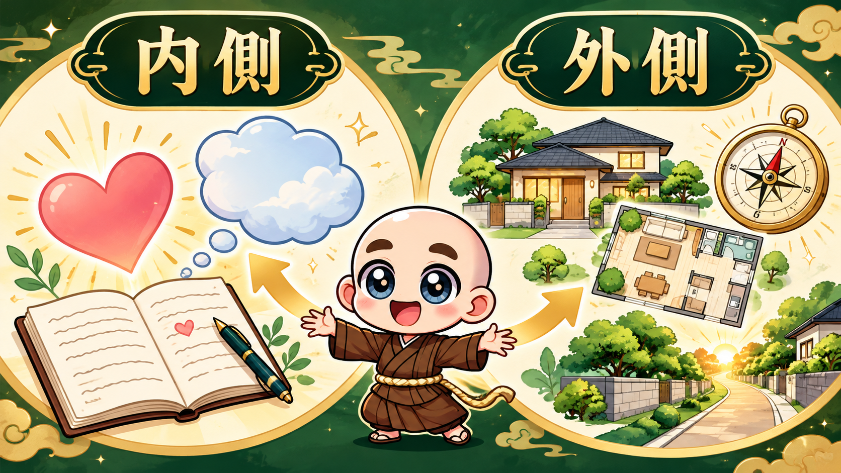 心や望みを示す内側と、住まい・移動を示す外側の図解