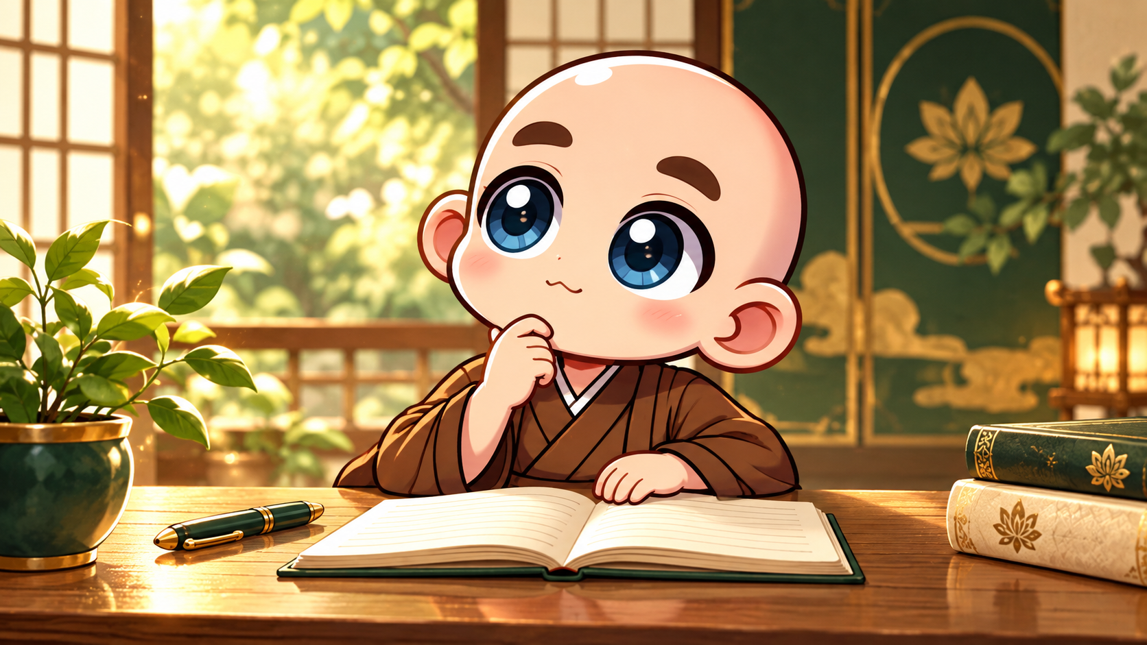 ノートを開き、今の自分の気持ちを考える公式キャラクター