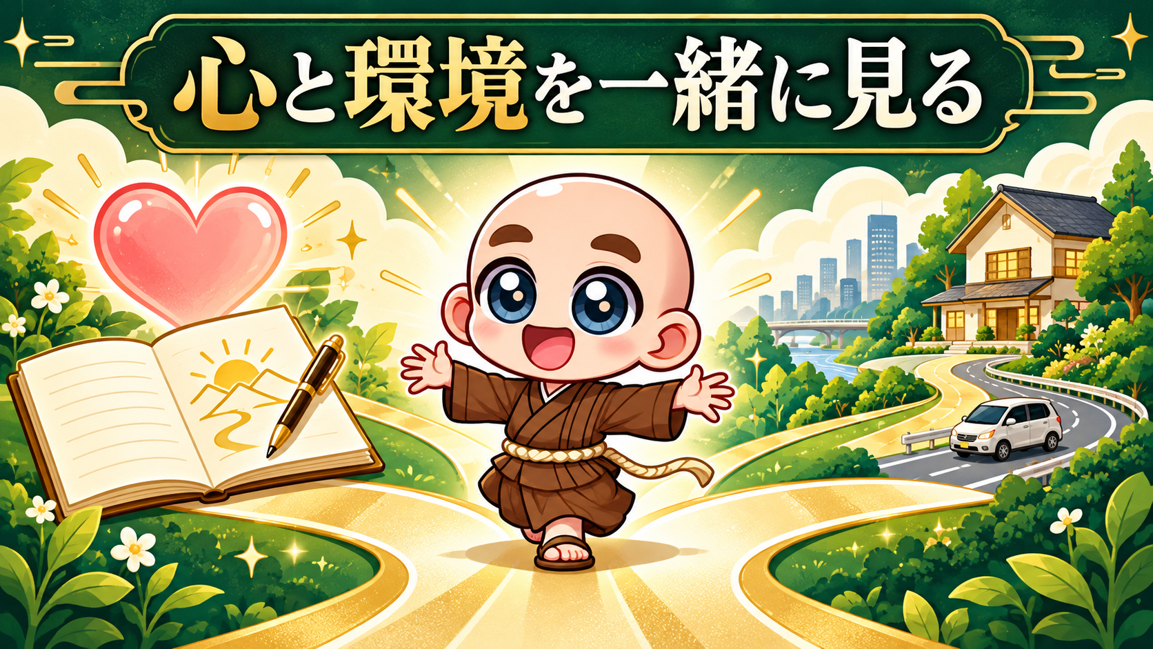 心を見つめる道と環境を確かめる道が合流する図解