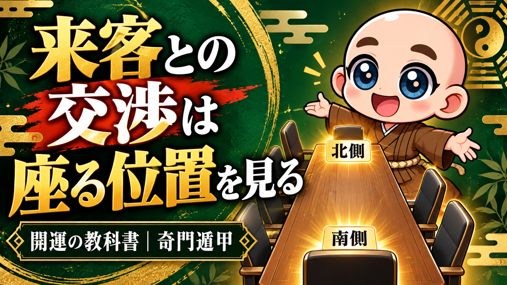 来客との商談にも方位を使える？ 座る場所と顔の向きの話｜公式キャラクター入り専用サムネイル