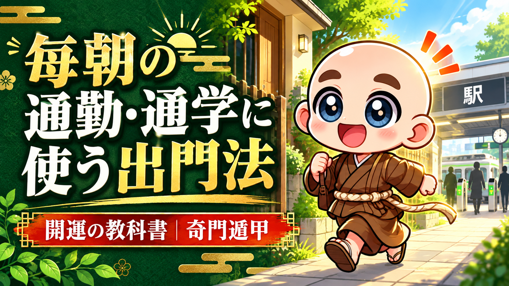 いつもの通勤・通学に吉方位を取り入れる「出門法」｜公式キャラクター入り専用サムネイル