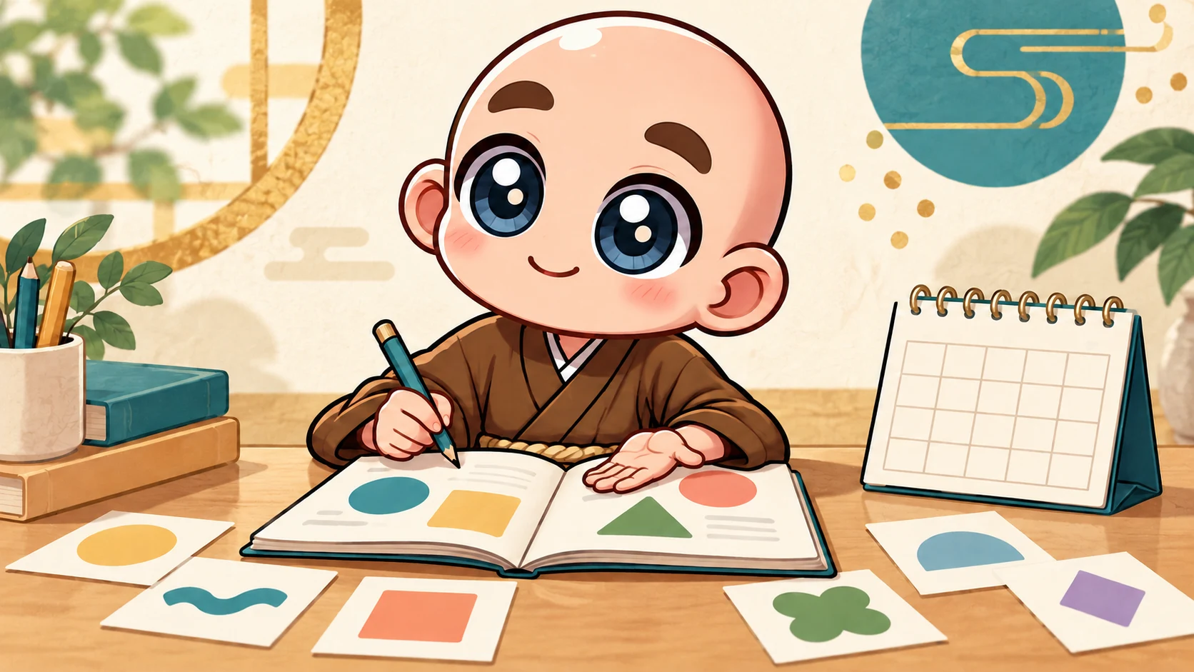 現代の本とシンボルの説明を学ぶ公式キャラクター