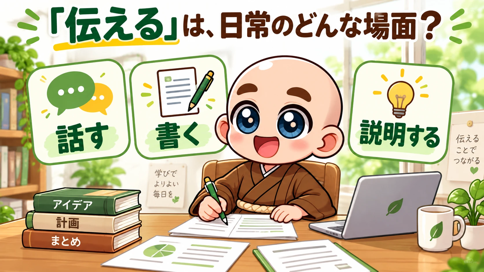 話す、書く、説明するという日常の行動例