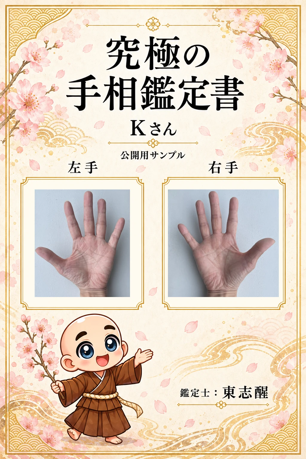 究極の手相鑑定書 Kさんの公開サンプル 1ページ目 表紙