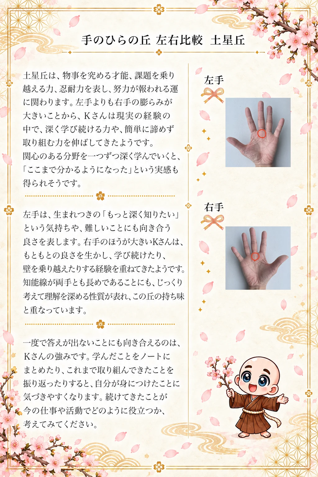 究極の手相鑑定書 Kさんの公開サンプル 17ページ目 土星丘_1