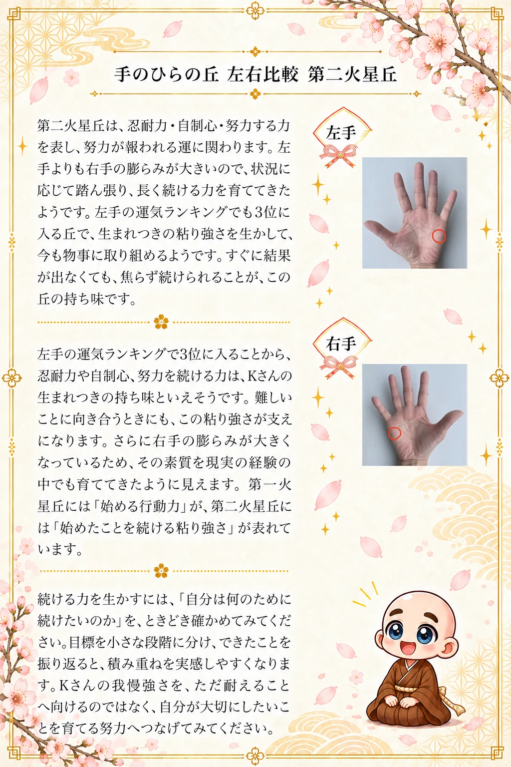 究極の手相鑑定書 Kさんの公開サンプル 21ページ目 第二火星丘_1