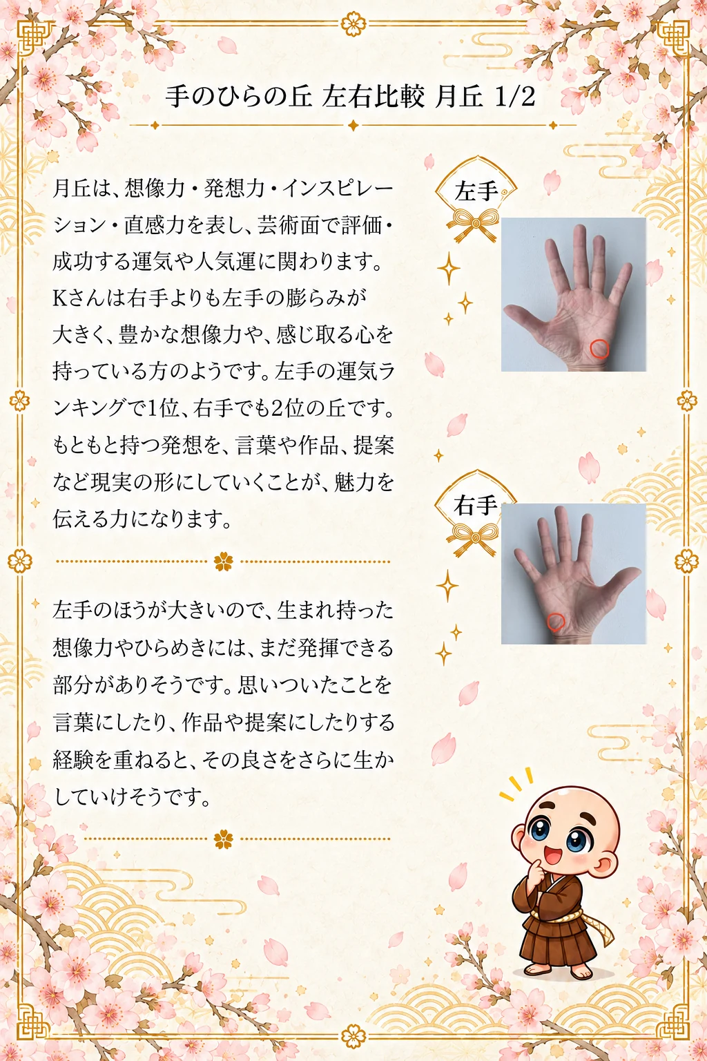 究極の手相鑑定書 Kさんの公開サンプル 23ページ目 月丘_1