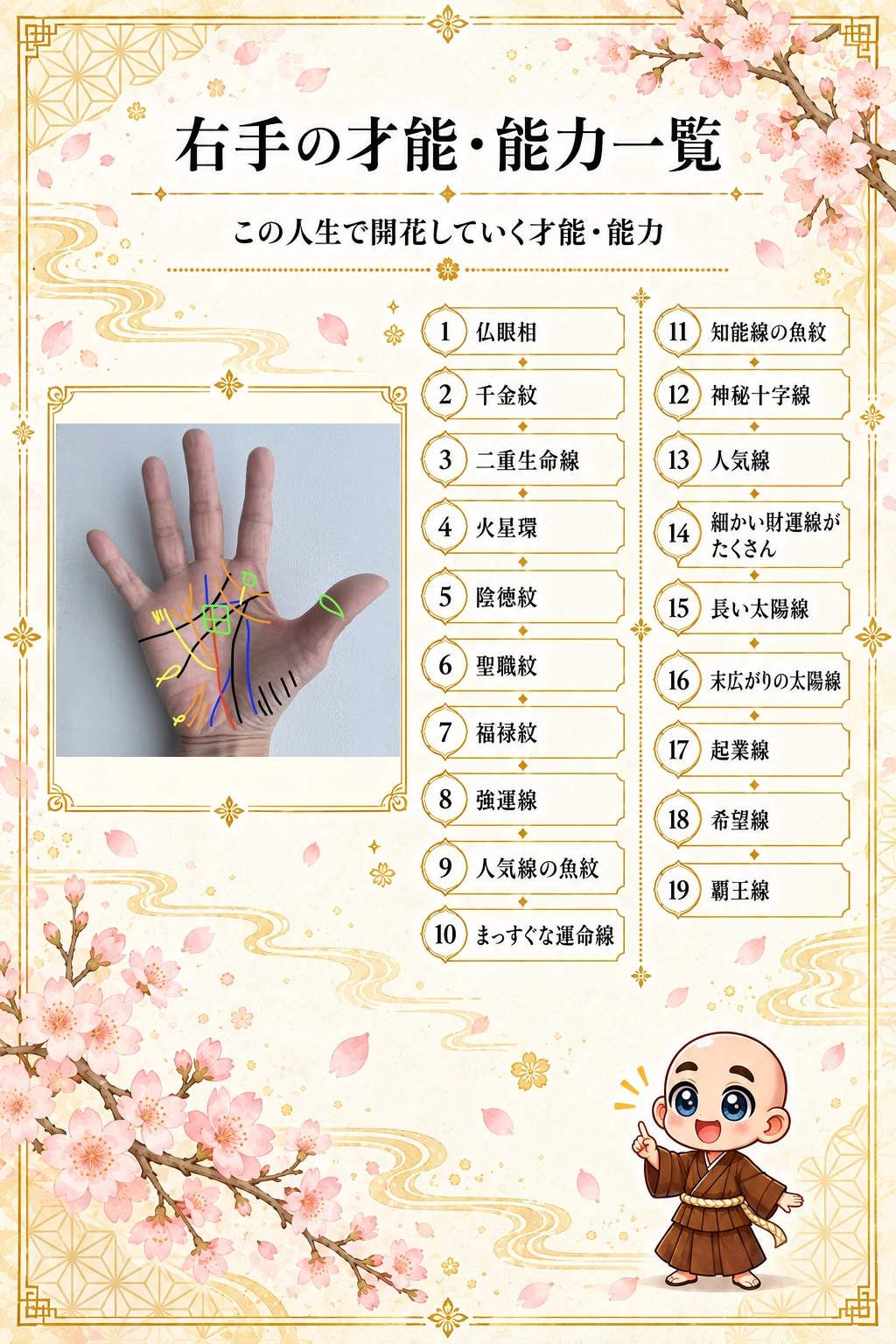 究極の手相鑑定書 Kさんの公開サンプル 29ページ目 才能一覧_右手