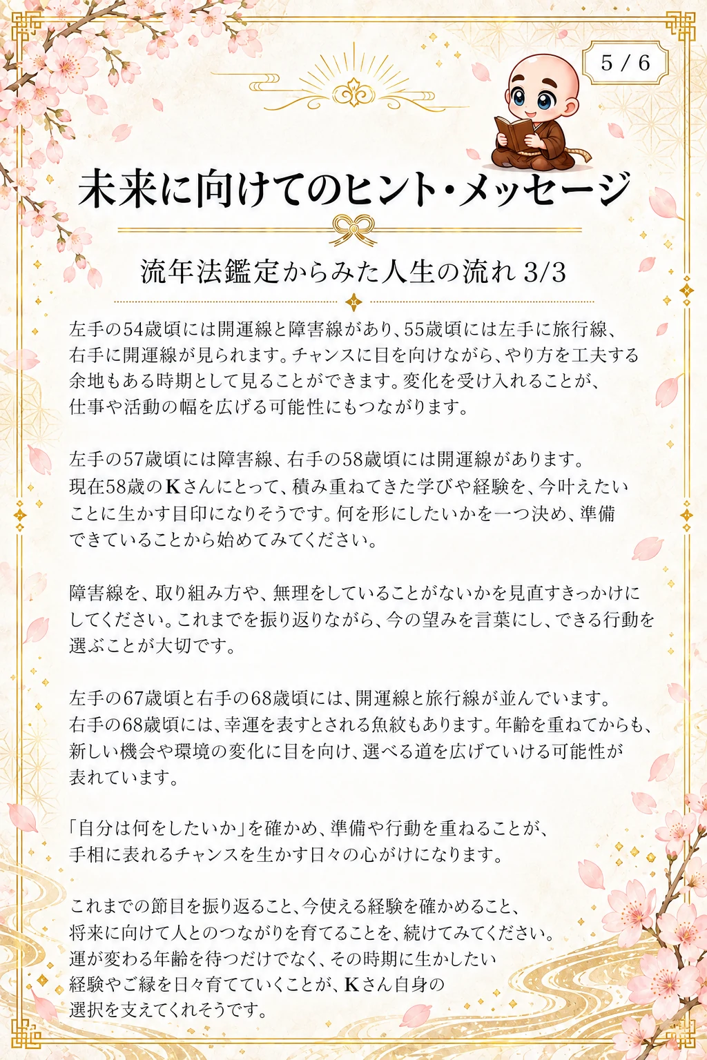 究極の手相鑑定書 Kさんの公開サンプル 54ページ目 未来メッセージ_5_1