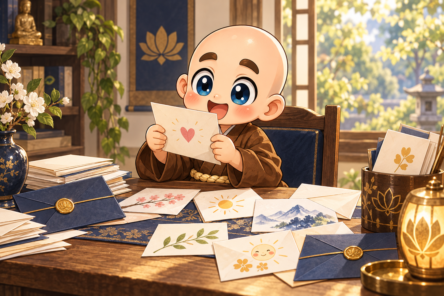 公式キャラクターが感想を読むイラスト